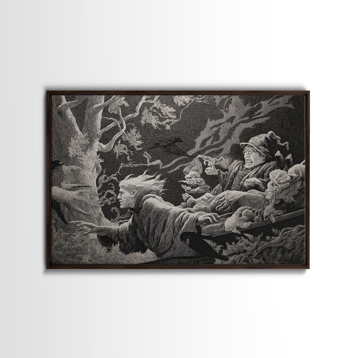 The Haunted Hayride, Victorian Macabre Art, Landscape Wall Art, Gothic Horror Wall Art, Framed Canvas Print, Halloween Wall Art