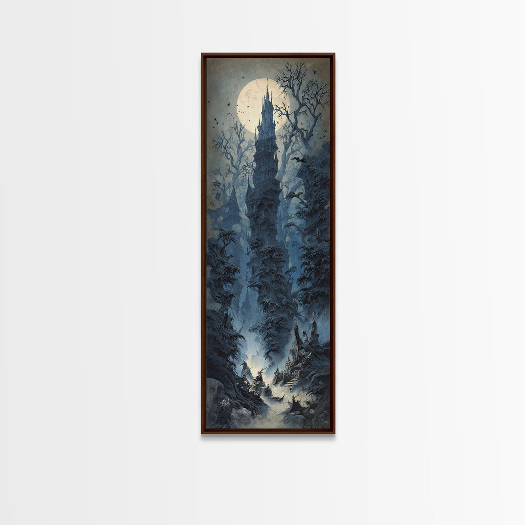 The Haunted Hayride, Surreal Apocalyptic Art, Tall Narrow Wall Art, Dark Fantasy Wall Art, Framed Canvas Print, Halloween Wall Art