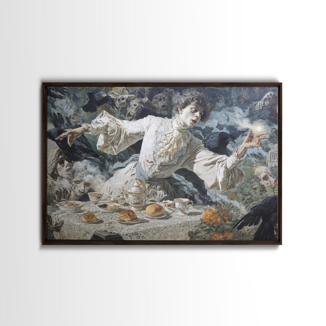 The Zombie Picnic, Symbolist Etching Art, Landscape Wall Art, Gothic Horror Wall Art, Canvas Print, Halloween Wall Art, Dark Fantasy Art