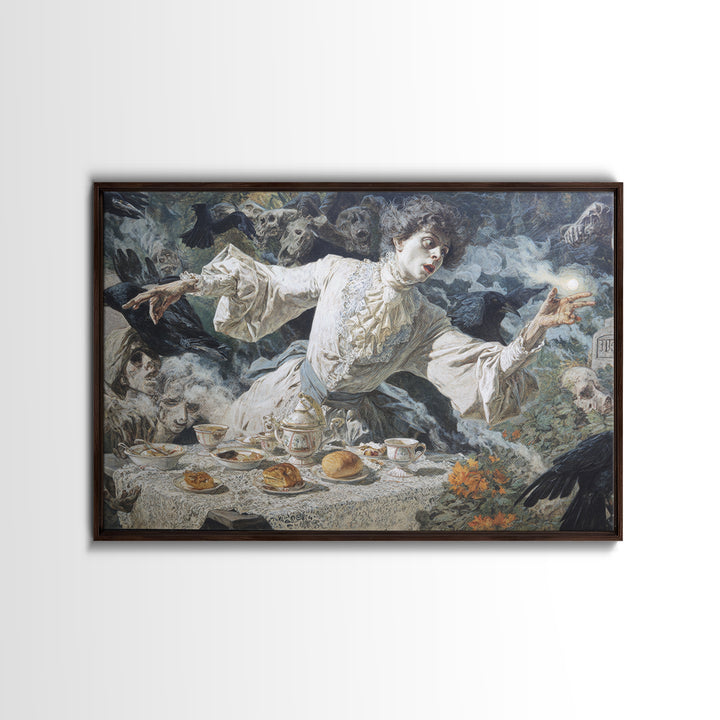 The Zombie Picnic, Symbolist Etching Art, Landscape Wall Art, Gothic Horror Wall Art, Canvas Print, Halloween Wall Art, Dark Fantasy Art