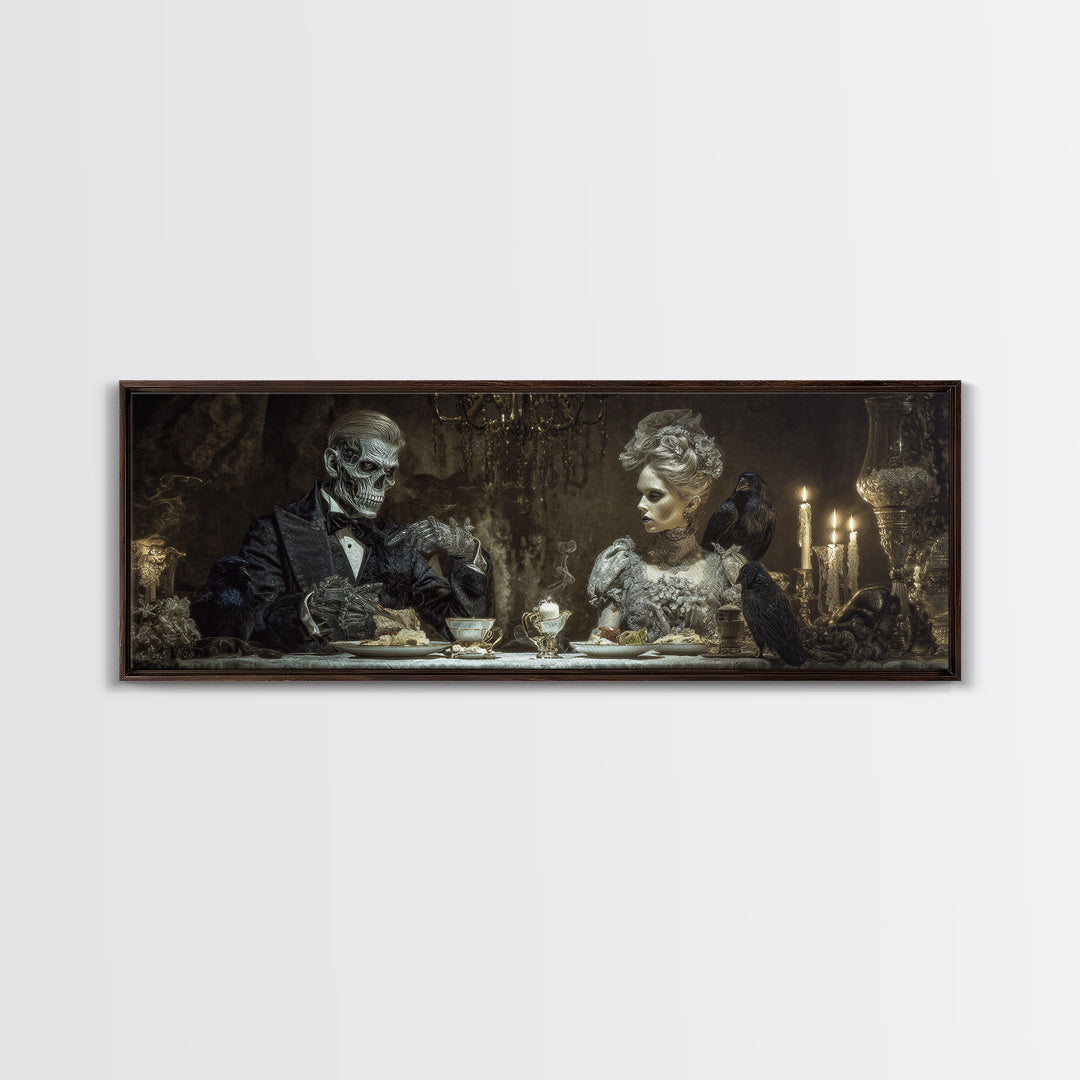 The Zombie Picnic, Biomechanical Horror Art, Extra Wide Wall Art, Dark Halloween Decor, Canvas Print, Halloween Wall Art
