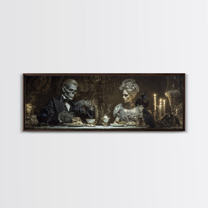 The Zombie Picnic, Biomechanical Horror Art, Extra Wide Wall Art, Dark Halloween Decor, Canvas Print, Halloween Wall Art