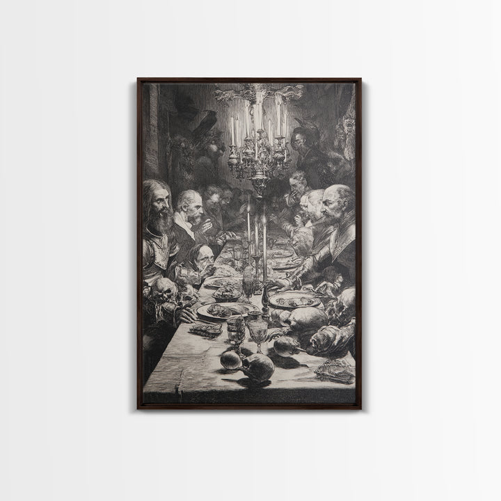 The Vampire Banquet, Renaissance Engraving Art, Vertical Wall Art, Dark Halloween Decor, Canvas Print, Halloween Wall Art, Horror Wall Art