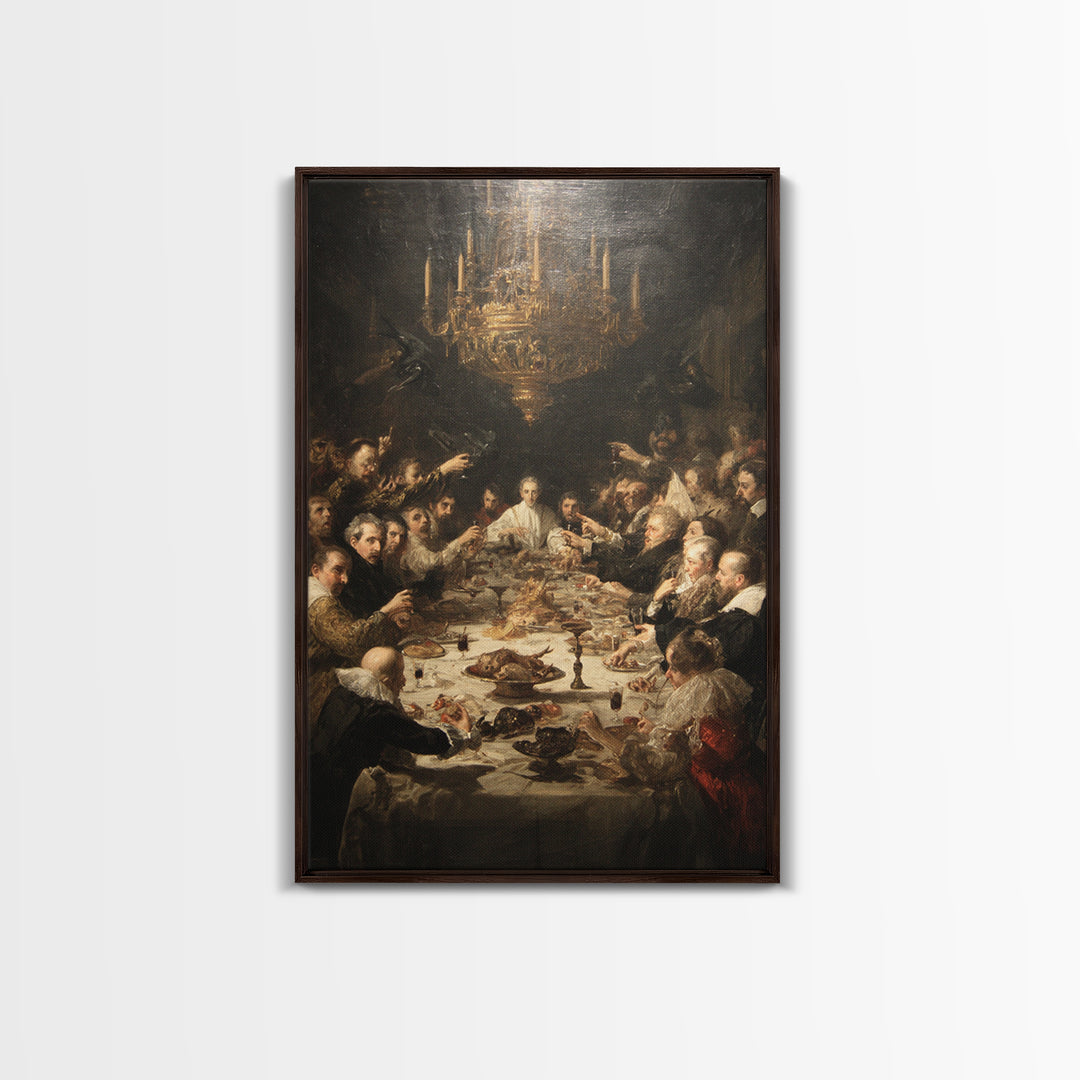The Vampire Banquet, Gothic Nightmare Art, Vertical Wall Art, Dark Halloween Decor, Canvas Print, Halloween Wall Art, Dark Fantasy Art
