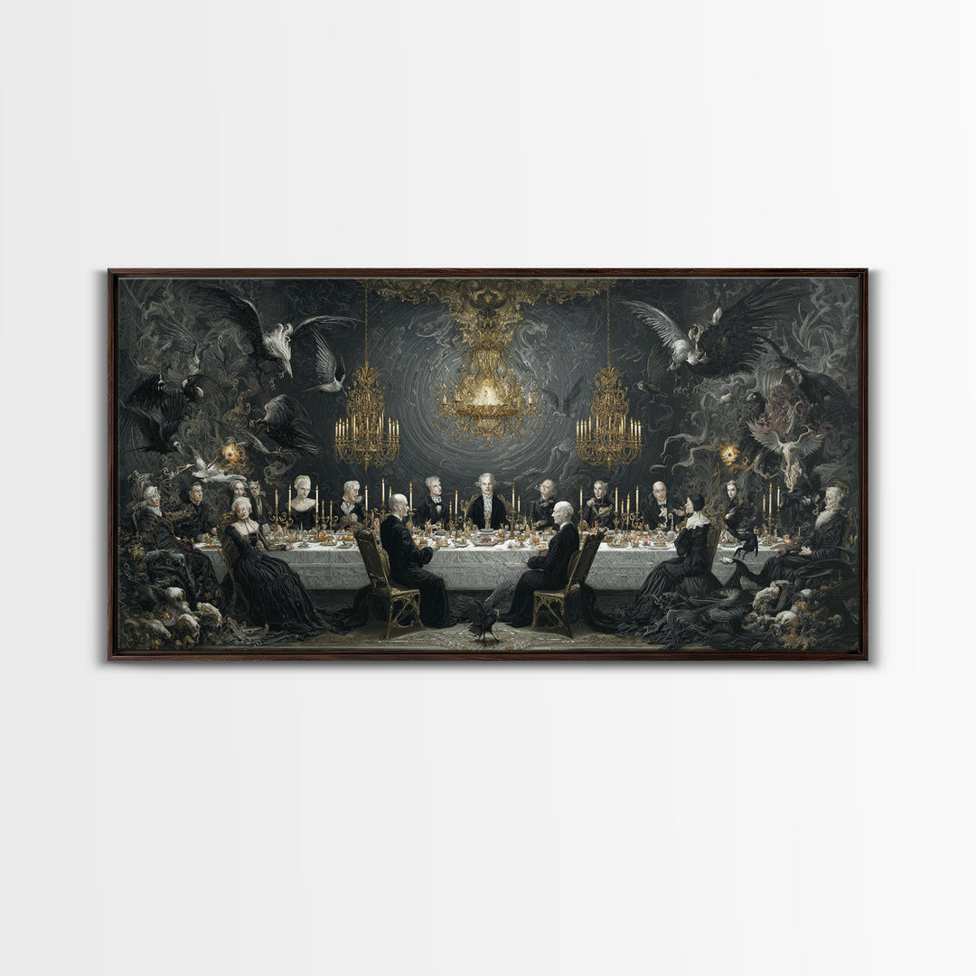 The Vampire Banquet, Visionary Gothic Art, Wide Panoramic Art, Dark Fantasy Wall Art, Canvas Print, Halloween Wall Art