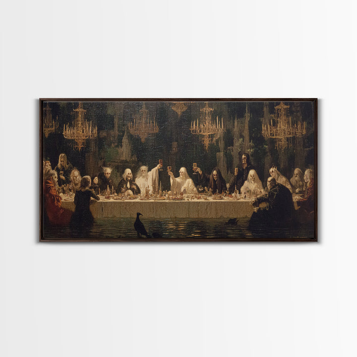 The Vampire Banquet, Symbolist Gothic Landscape, Wide Panoramic Art, Dark Halloween Decor, Canvas Print, Halloween Wall Art