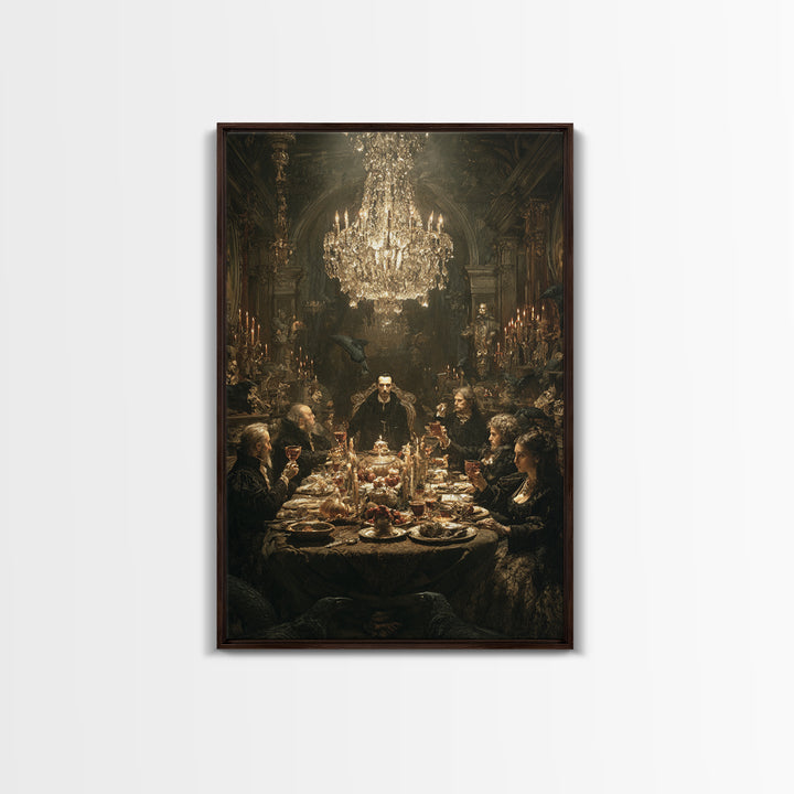 The Vampire Banquet, Ornate Symbolist Art, Vertical Wall Art, Dark Halloween Decor, Canvas Print, Halloween Wall Art