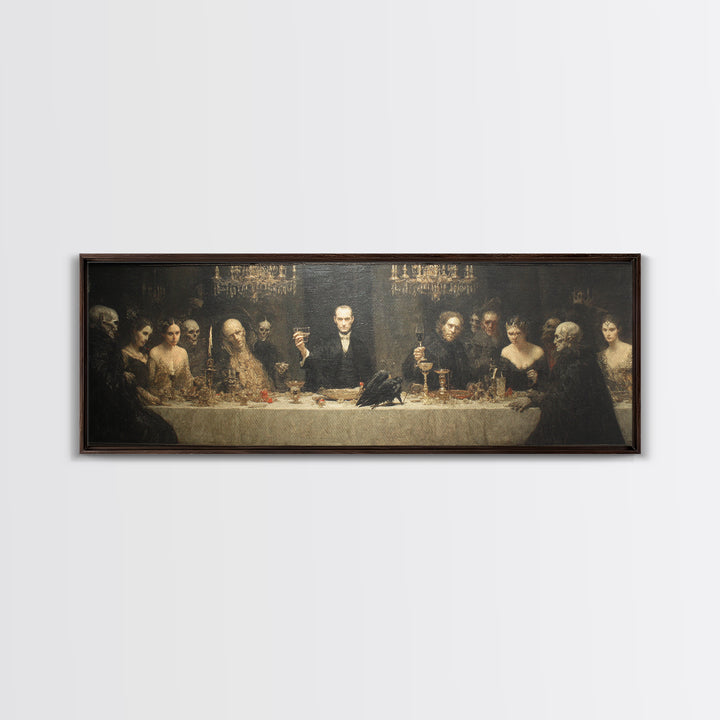 The Vampire Banquet, Dark Symbolist Art, Extra Wide Wall Art, Dark Halloween Decor, Framed Canvas Print, Halloween Wall Art