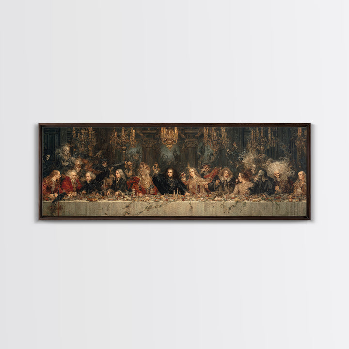 The Vampire Banquet, Symbolist Etching Art, Extra Wide Wall Art, Dark Halloween Decor, Canvas Print, Halloween Wall Art