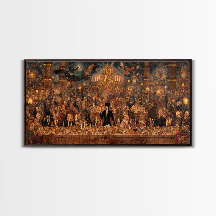The Vampire Banquet, Grotesque Carnival Art, Wide Panoramic Art, Dark Halloween Decor, Canvas Print, Halloween Wall Art, Spooky Wall Decor