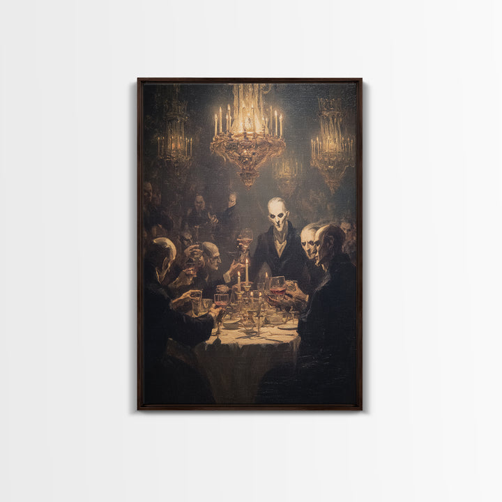 The Vampire Banquet, Expressionist Gothic Art, Vertical Wall Art, Dark Fantasy Wall Art, Framed Canvas Print, Halloween Wall Art