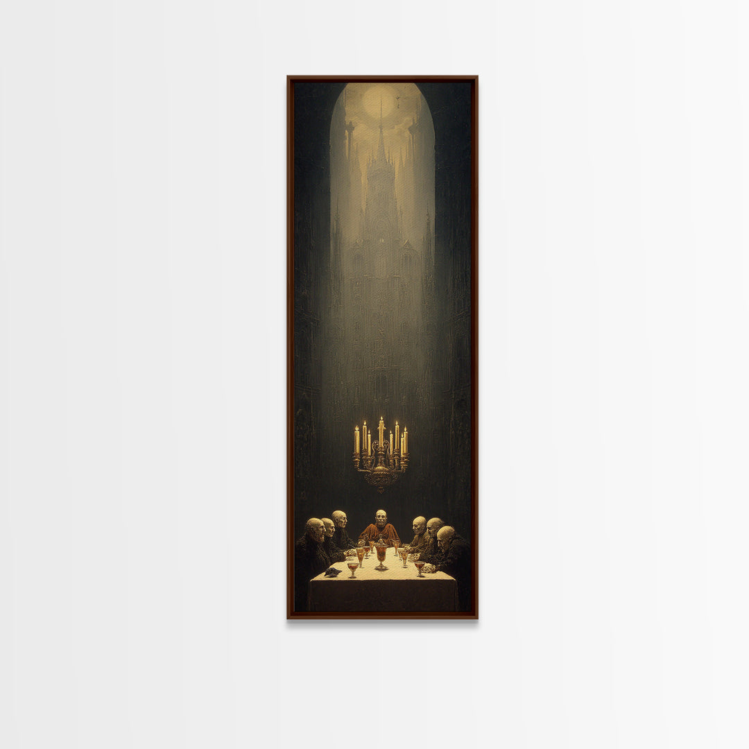The Vampire Banquet, Surreal Apocalyptic Art, Tall Narrow Wall Art, Dark Halloween Decor, Framed Canvas Print, Halloween Wall Art