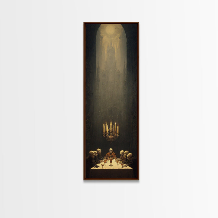 The Vampire Banquet, Surreal Apocalyptic Art, Tall Narrow Wall Art, Dark Halloween Decor, Framed Canvas Print, Halloween Wall Art