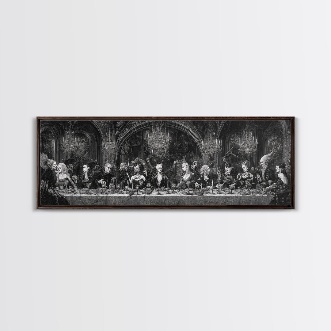The Vampire Banquet, Biomechanical Horror Art, Extra Wide Wall Art, Dark Halloween Decor, Canvas Print, Halloween Wall Art, Horror Wall Art