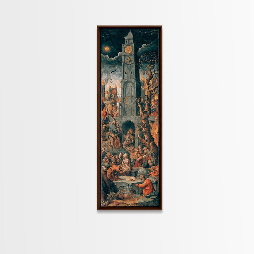 The Thirteenth Bell, Dark Renaissance Art, Tall Narrow Wall Art, Gothic Horror Wall Art, Framed Canvas Print, Halloween Wall Art
