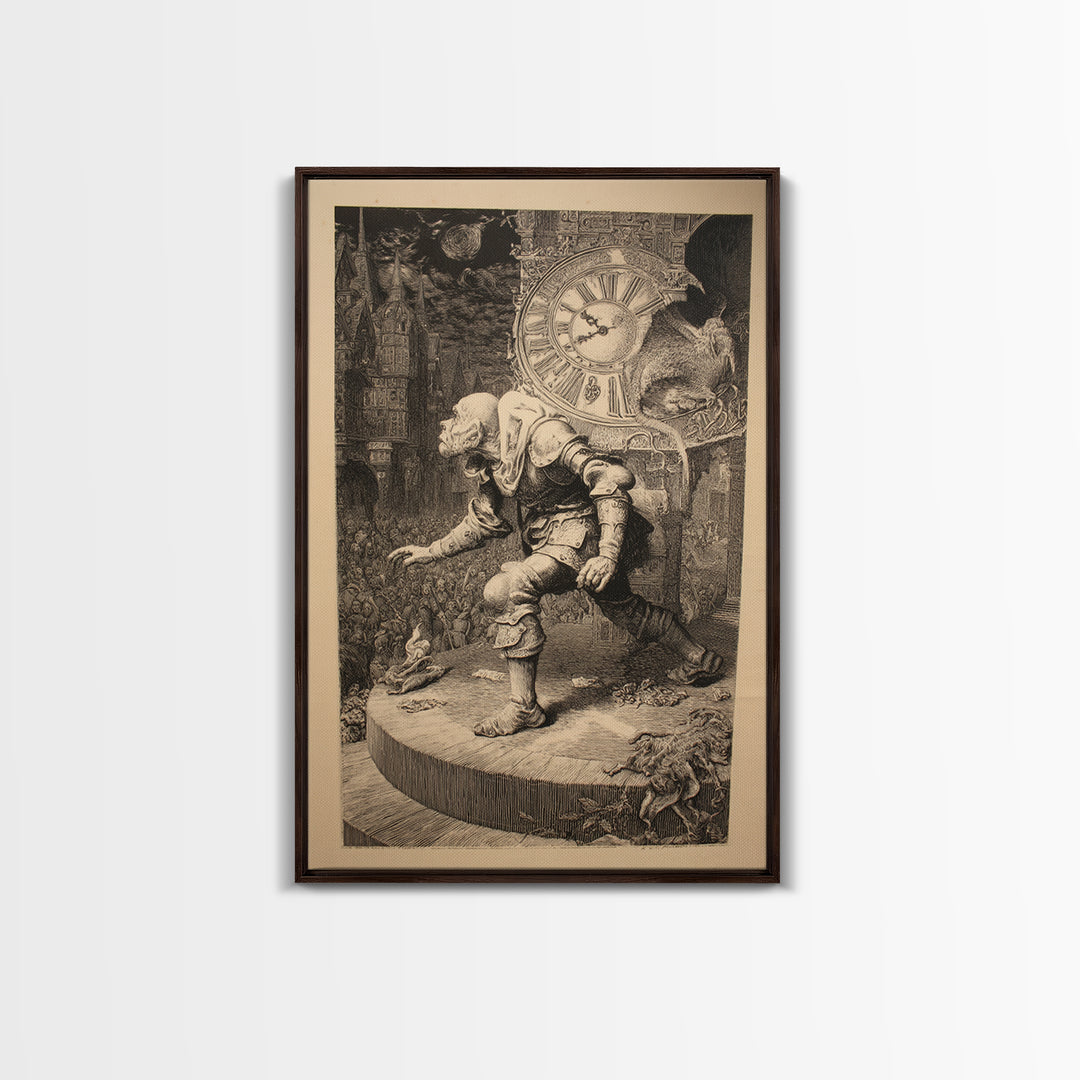The Thirteenth Bell, Renaissance Engraving Art, Vertical Wall Art, Macabre Wall Art, Canvas Print, Halloween Wall Art