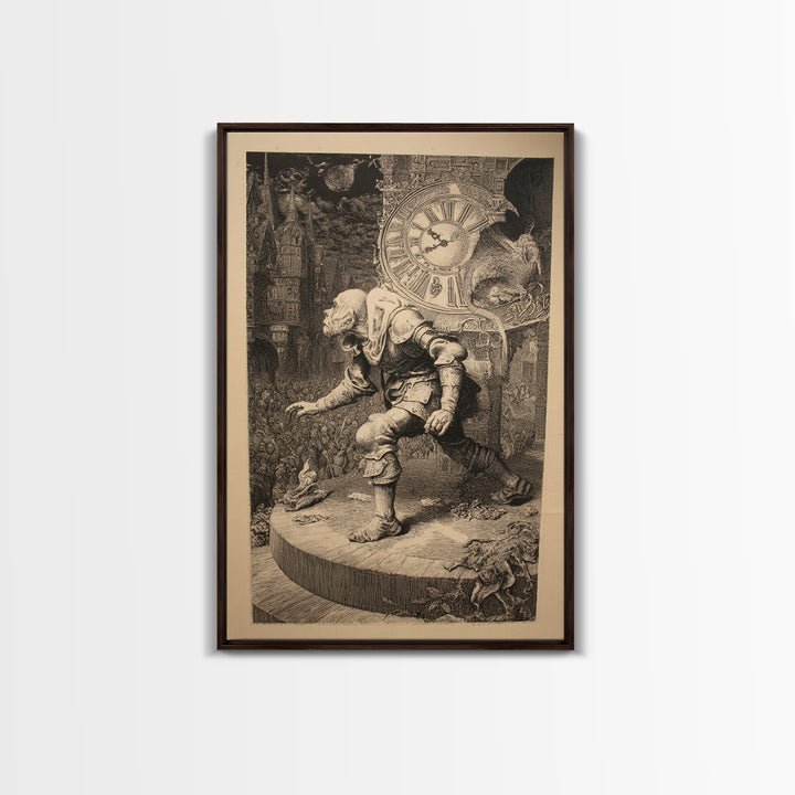The Thirteenth Bell, Renaissance Engraving Art, Vertical Wall Art, Macabre Wall Art, Canvas Print, Halloween Wall Art