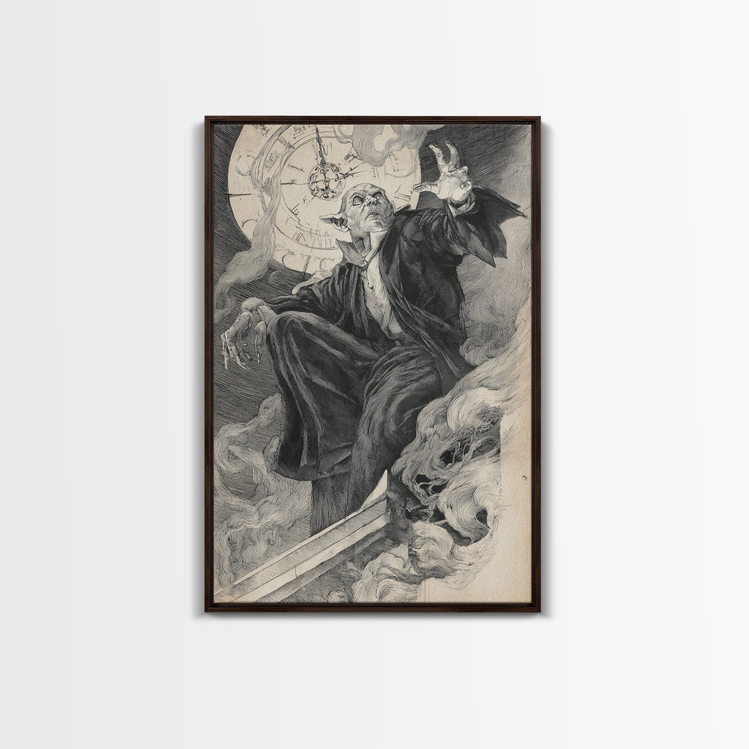 The Thirteenth Bell, Decadent Gothic Art, Vertical Wall Art, Dark Fantasy Wall Art, Framed Canvas Print, Halloween Wall Art