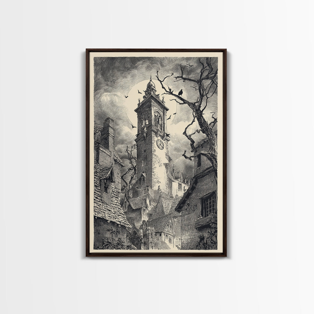 The Thirteenth Bell, Victorian Macabre Art, Vertical Wall Art, Gothic Horror Wall Art, Canvas Print, Halloween Wall Art