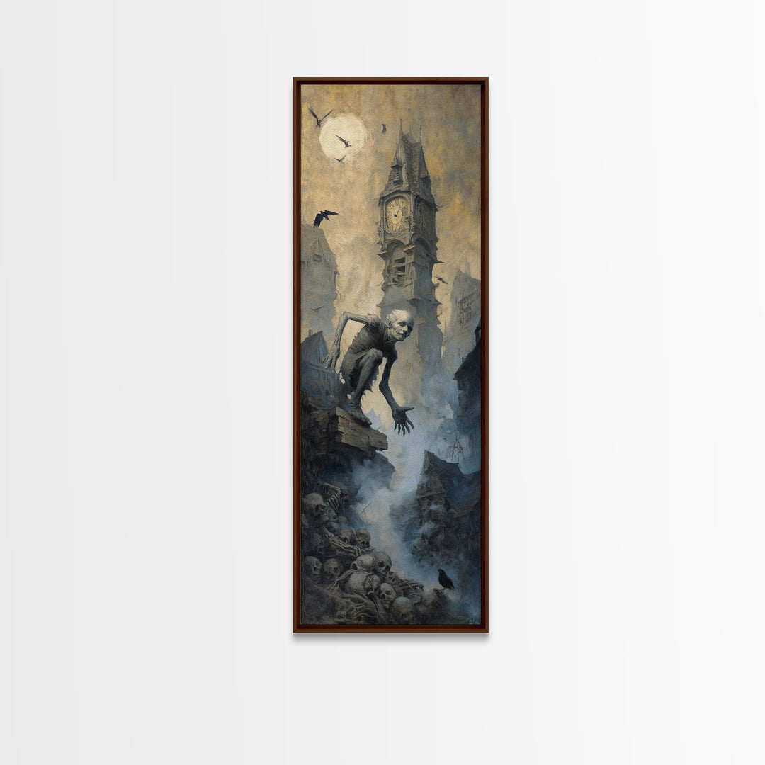 The Thirteenth Bell, Surreal Apocalyptic Art, Tall Narrow Wall Art, Gothic Horror Wall Art, Framed Canvas Print, Halloween Wall Art