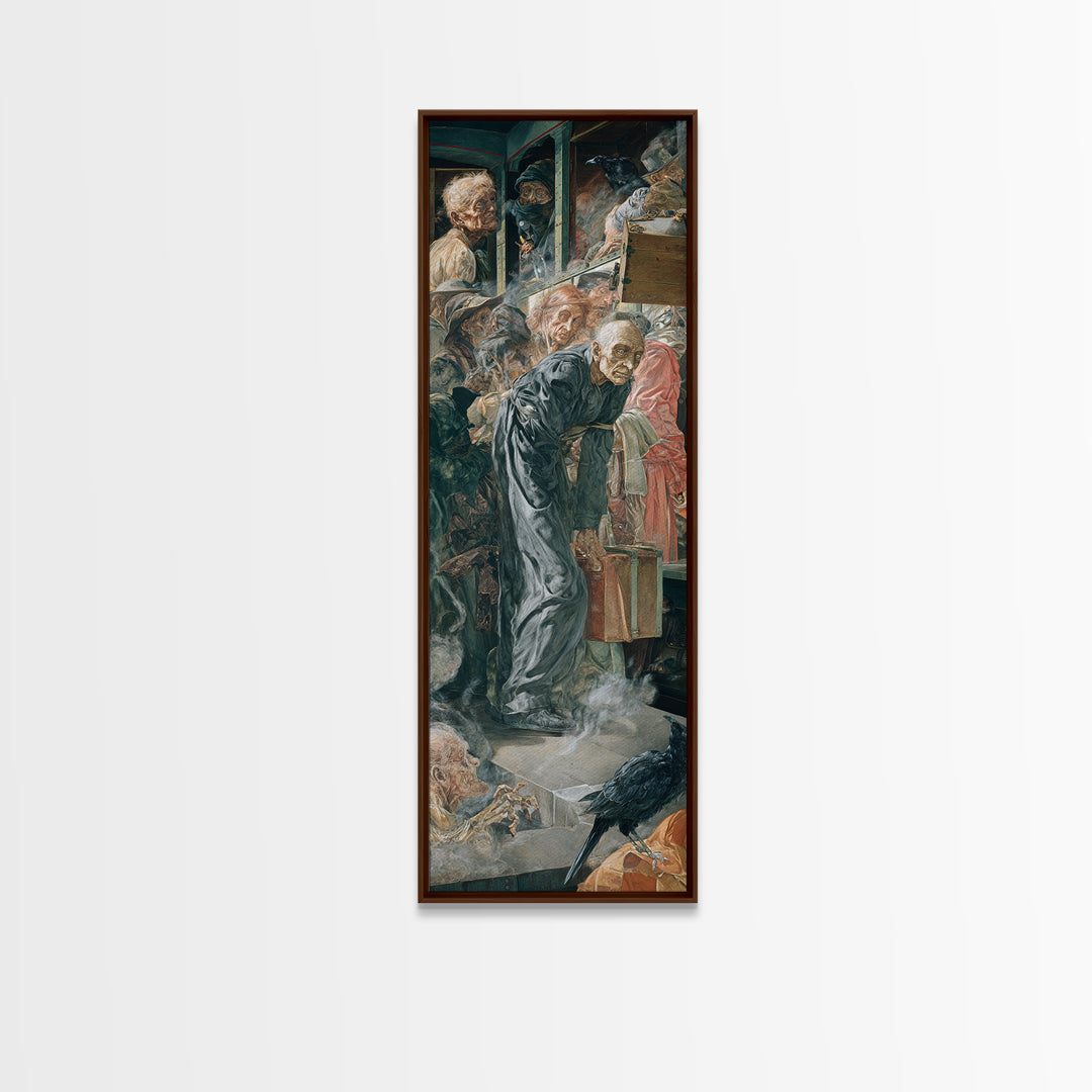 The Ghost Train Arrival, Dark Renaissance Art, Tall Narrow Wall Art, Dark Fantasy Wall Art, Framed Canvas Print
