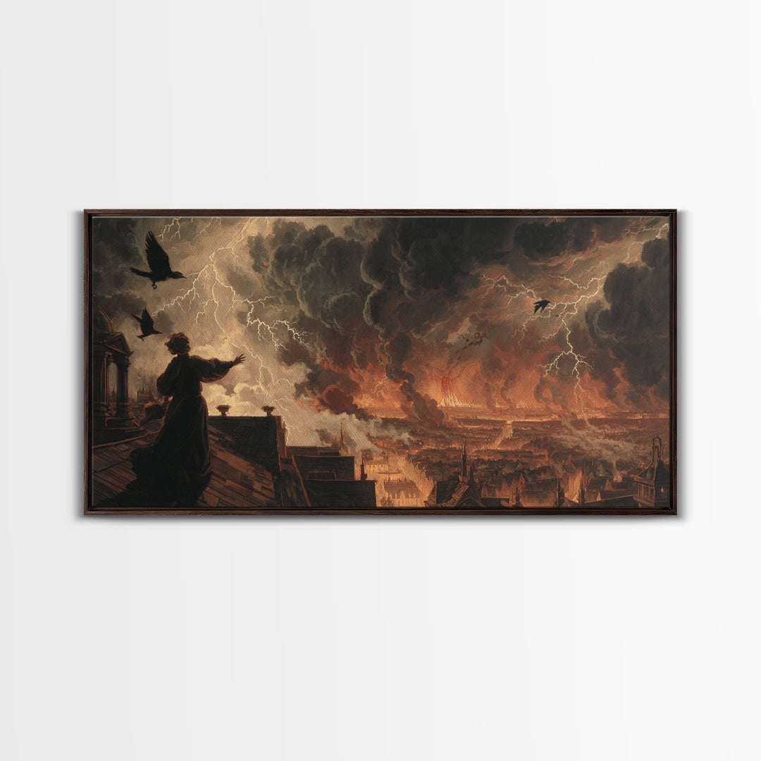The Halloween Storm, Apocalyptic Romantic Art, Wide Panoramic Art, Dark Halloween Decor, Canvas Print, Halloween Wall Art, Dark Fantasy Art