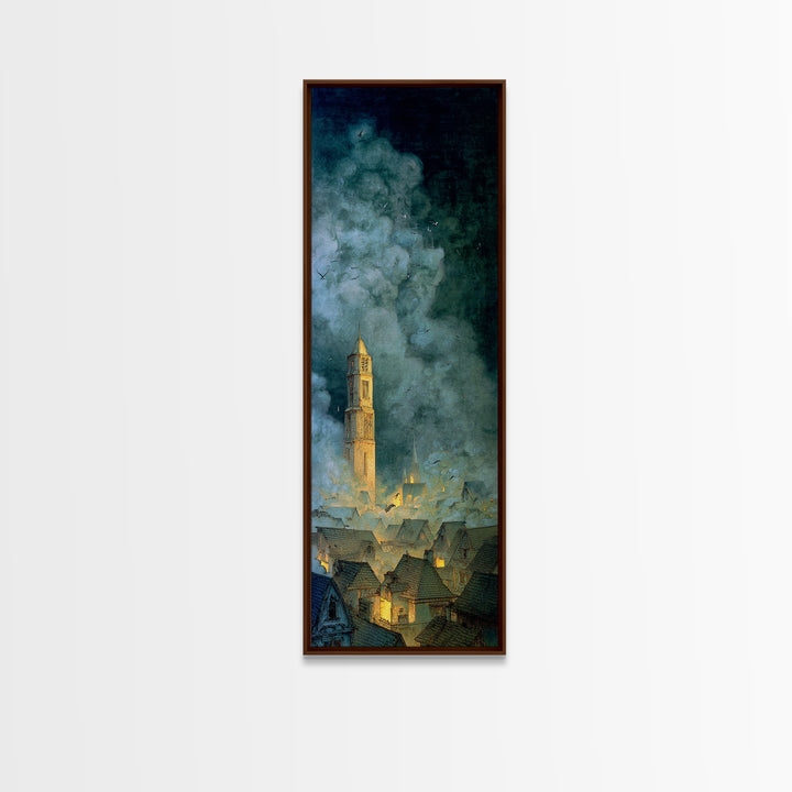 The Halloween Storm, Surreal Apocalyptic Art, Tall Narrow Wall Art, Dark Halloween Decor, Canvas Print, Halloween Wall Art