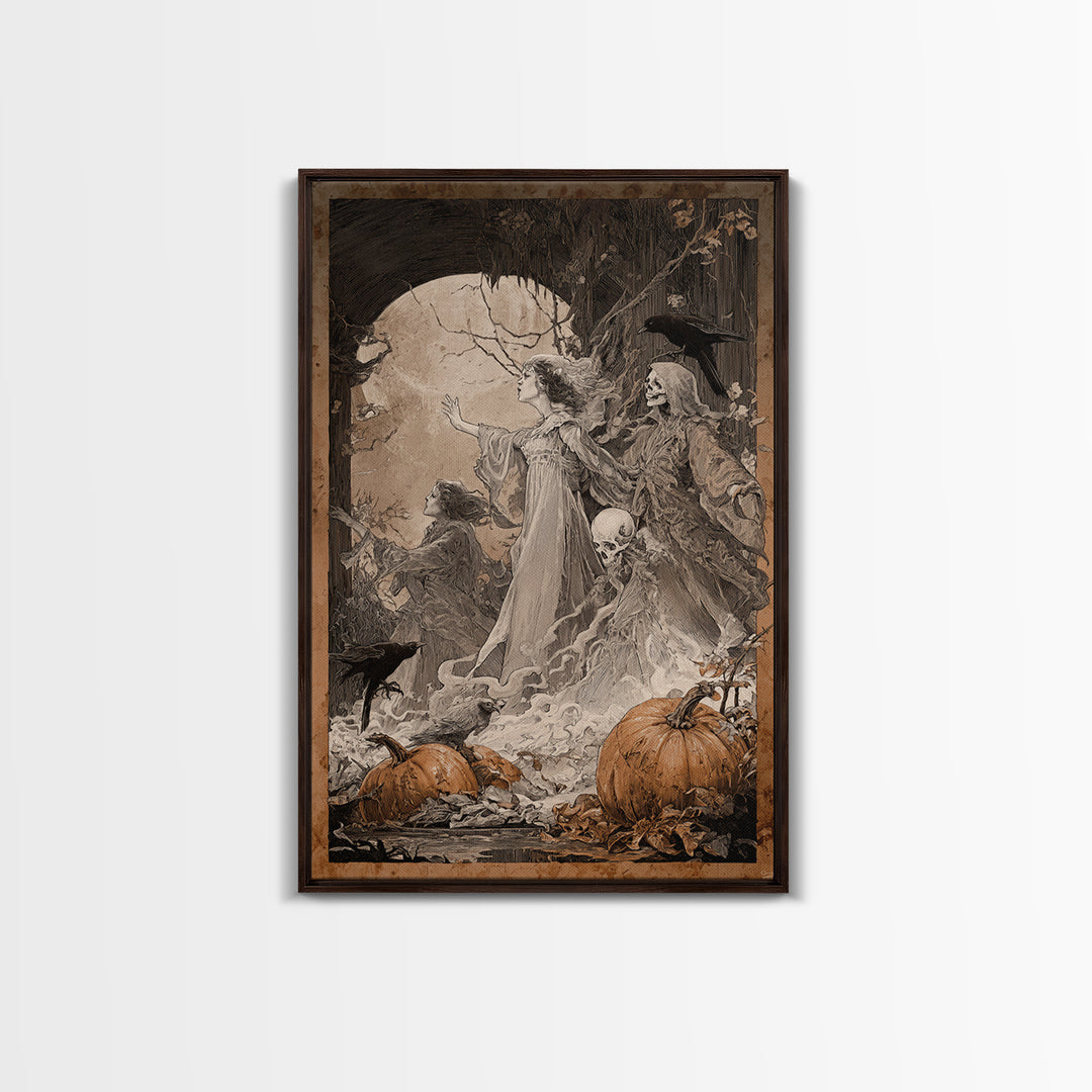 The First Frost Awakening, Decadent Gothic Art, Vertical Wall Art, Gothic Horror Wall Art, Framed Canvas Print, Halloween Wall Art