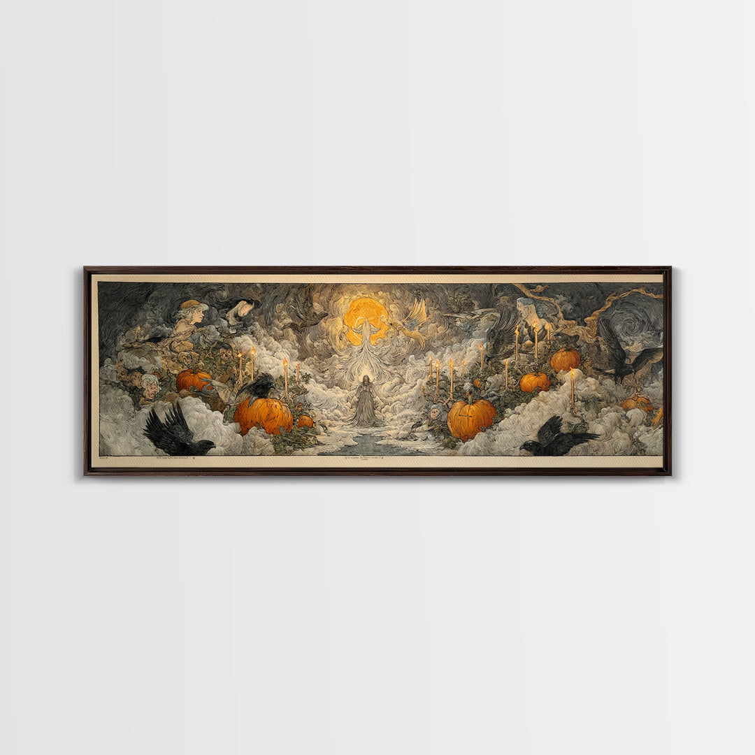 The First Frost Awakening, Expressionist Nightmare Art, Extra Wide Wall Art, Dark Fantasy Wall Art, Canvas Print, Halloween Wall Art