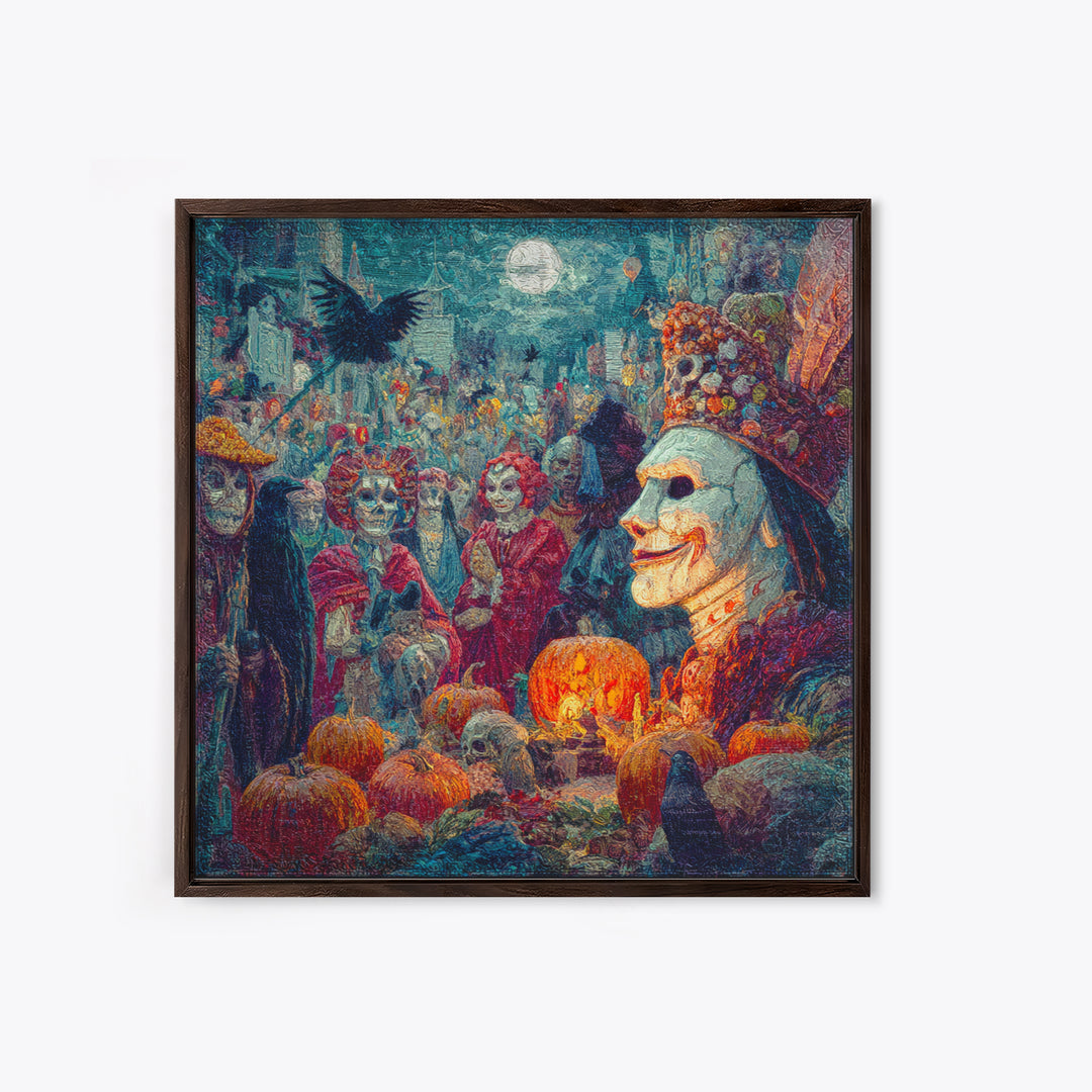The First Frost Awakening, Grotesque Carnival Art, Square Wall Art, Macabre Wall Art, Canvas Print, Halloween Wall Art, Spooky Wall Decor