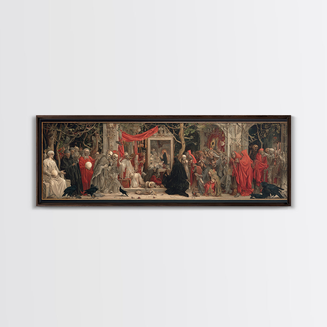 The Cursed Mirror, Dark Renaissance Art, Extra Wide Wall Art, Macabre Wall Art, Canvas Print, Halloween Wall Art, Horror Wall Art