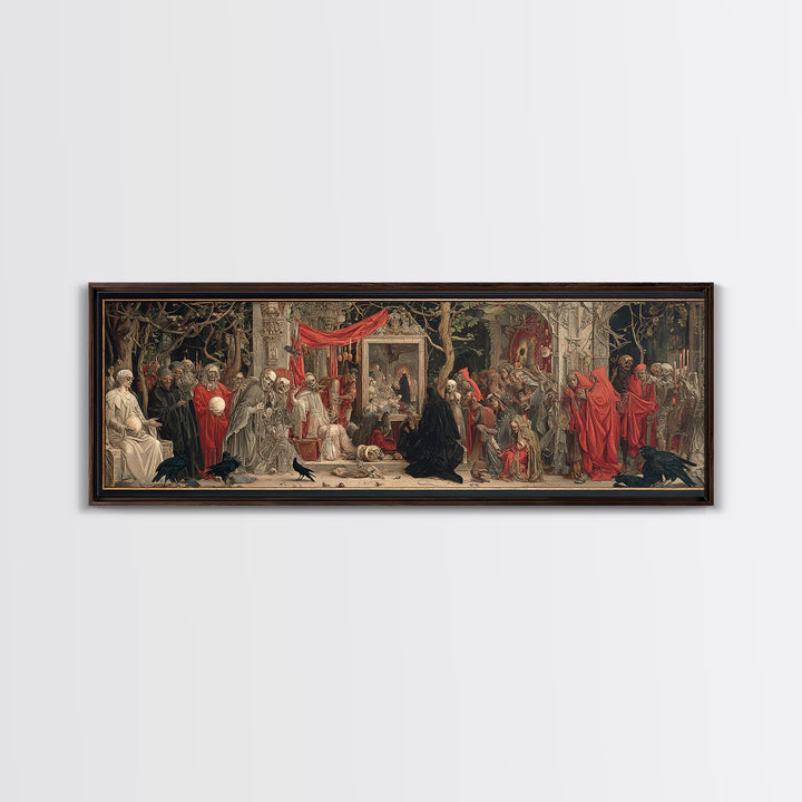 The Cursed Mirror, Dark Renaissance Art, Extra Wide Wall Art, Macabre Wall Art, Canvas Print, Halloween Wall Art, Horror Wall Art