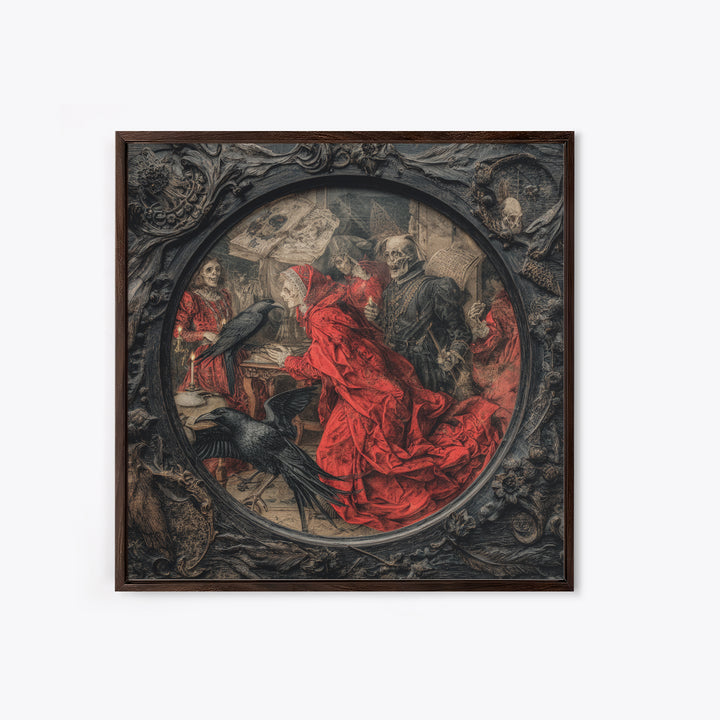 The Cursed Mirror, Danse Macabre Art, Square Wall Art, Macabre Wall Art, Canvas Print, Halloween Wall Art