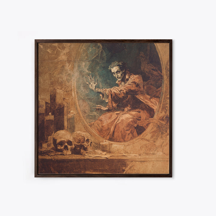The Cursed Mirror, Decadent Gothic Art, Square Wall Art, Macabre Wall Art, Canvas Print, Halloween Wall Art, Halloween Decor