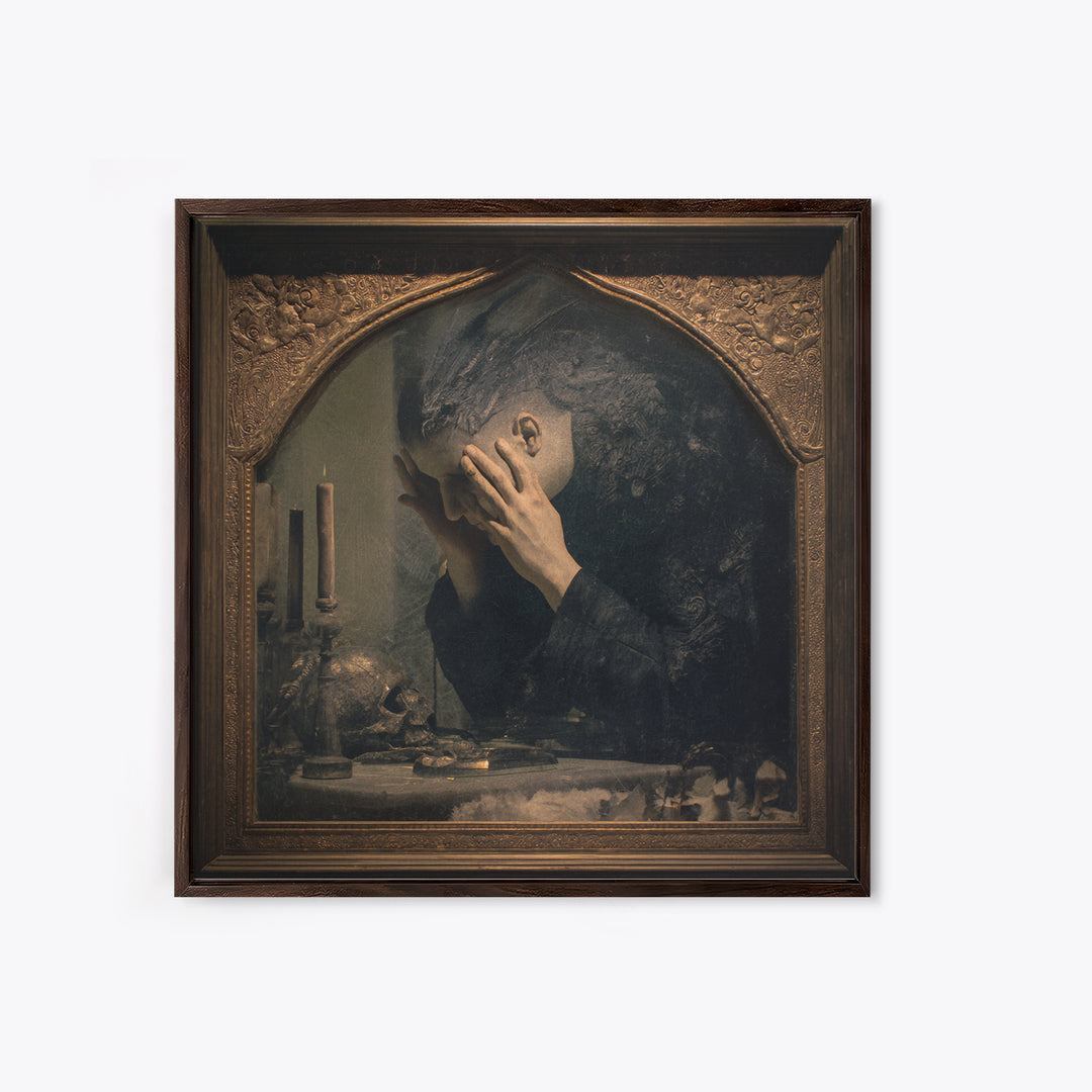 The Cursed Mirror, Dark Symbolist Art, Square Wall Art, Macabre Wall Art, Canvas Print, Halloween Wall Art, Collectible Wall Decor