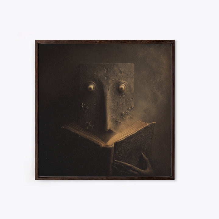 The Living Spellbook, Symbolist Dream Art, Square Wall Art, Macabre Wall Art, Canvas Print, Halloween Wall Art, Statement Wall Art