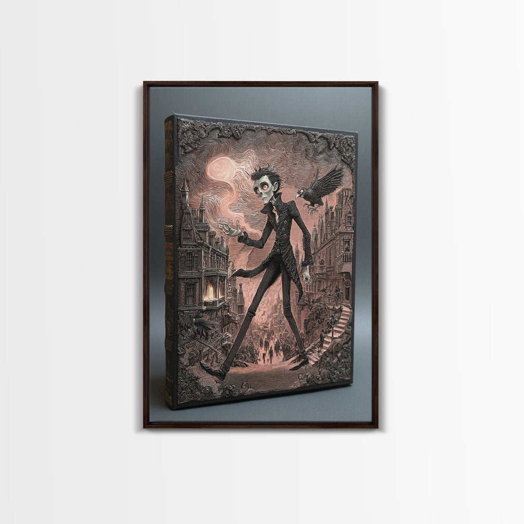 The Living Spellbook, Victorian Macabre Art, Vertical Wall Art, Gothic Horror Wall Art, Canvas Print, Halloween Wall Art