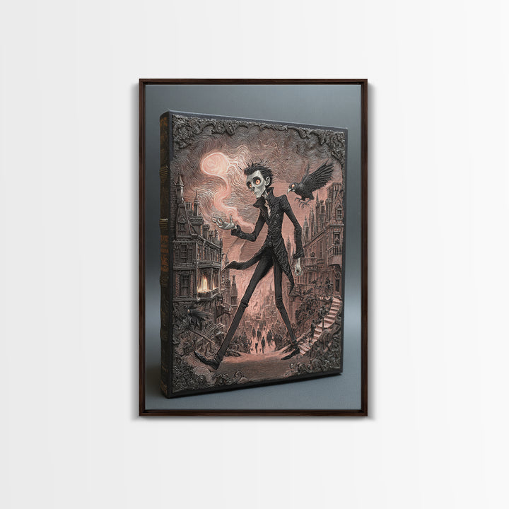 The Living Spellbook, Victorian Macabre Art, Vertical Wall Art, Gothic Horror Wall Art, Canvas Print, Halloween Wall Art