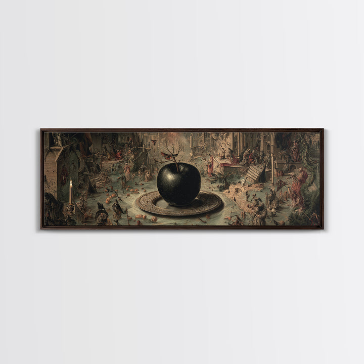 The Poisoned Apple, Medieval Grotesque Art, Extra Wide Wall Art, Gothic Horror Wall Art, Framed Canvas Print, Halloween Wall Art