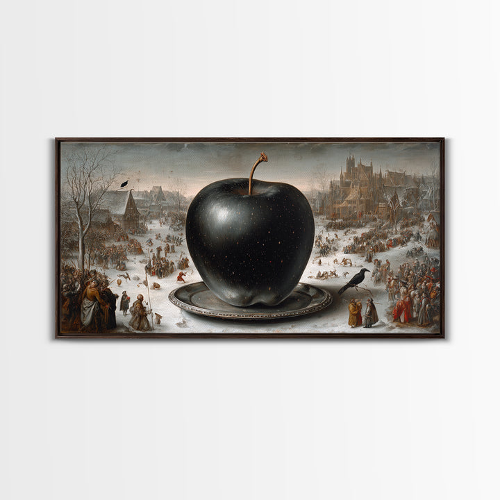 The Poisoned Apple, Northern Renaissance Horror, Wide Panoramic Art, Dark Fantasy Wall Art, Framed Canvas Print, Halloween Decor