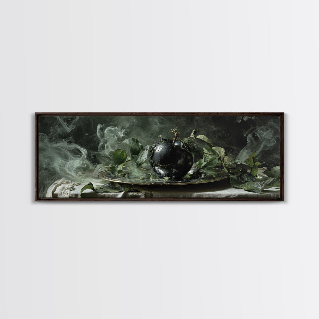 The Poisoned Apple, Dark Renaissance Art, Extra Wide Wall Art, Dark Halloween Decor, Framed Canvas Print, Halloween Wall Art