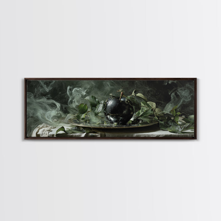 The Poisoned Apple, Dark Renaissance Art, Extra Wide Wall Art, Dark Halloween Decor, Framed Canvas Print, Halloween Wall Art