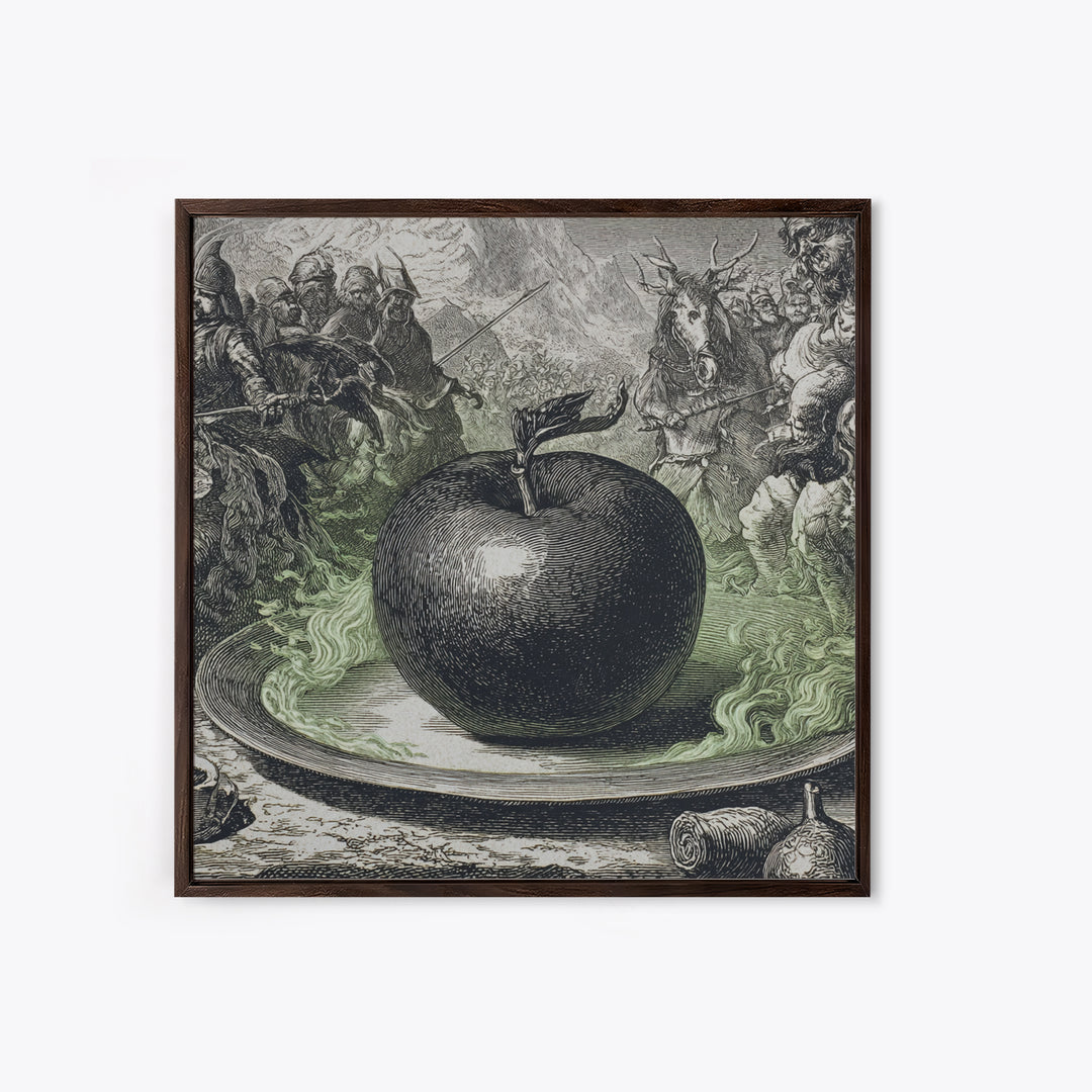 The Poisoned Apple, Renaissance Engraving Art, Square Wall Art, Dark Fantasy Wall Art, Canvas Print, Halloween Wall Art, Gothic Home Decor