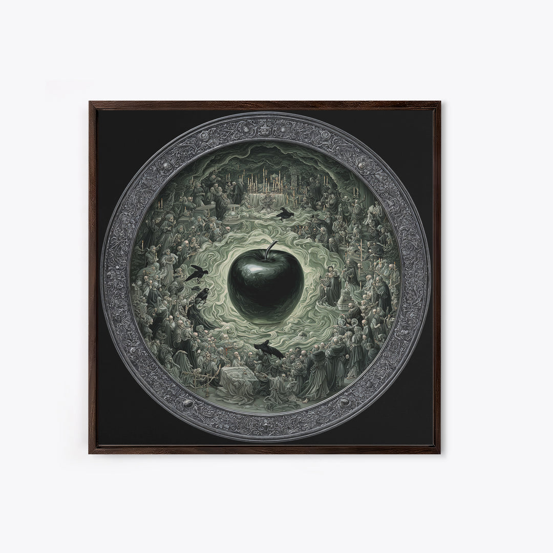 The Poisoned Apple, Danse Macabre Art, Square Wall Art, Macabre Wall Art, Canvas Print, Halloween Wall Art
