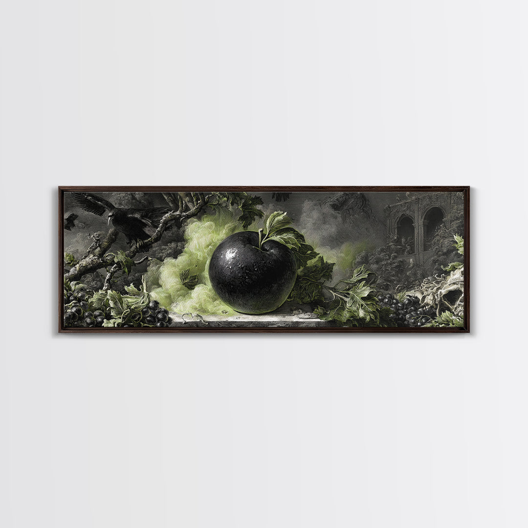 The Poisoned Apple, Dark Romantic Horror Art, Extra Wide Wall Art, Dark Halloween Decor, Canvas Print, Halloween Wall Art
