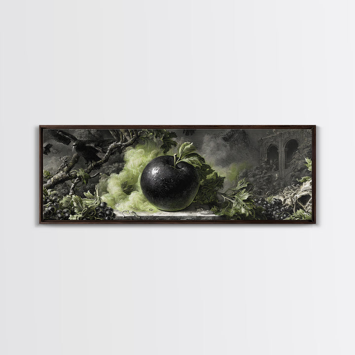 The Poisoned Apple, Dark Romantic Horror Art, Extra Wide Wall Art, Dark Halloween Decor, Canvas Print, Halloween Wall Art