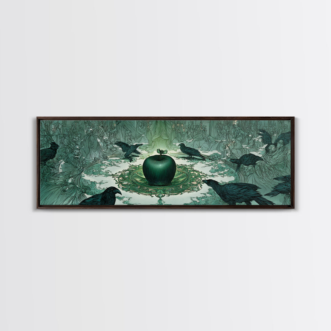 The Poisoned Apple, Symbolist Death Art, Extra Wide Wall Art, Macabre Wall Art, Canvas Print, Halloween Wall Art