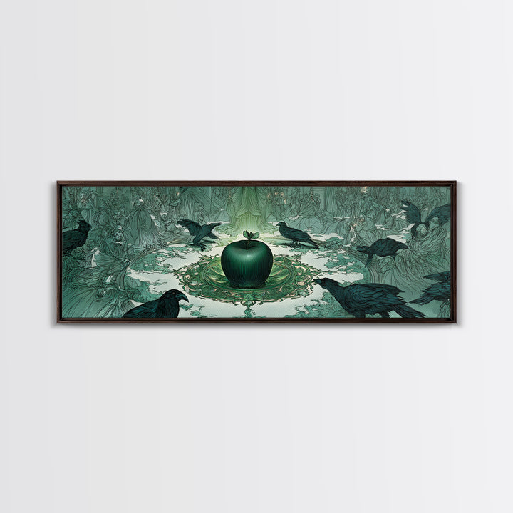 The Poisoned Apple, Symbolist Death Art, Extra Wide Wall Art, Macabre Wall Art, Canvas Print, Halloween Wall Art