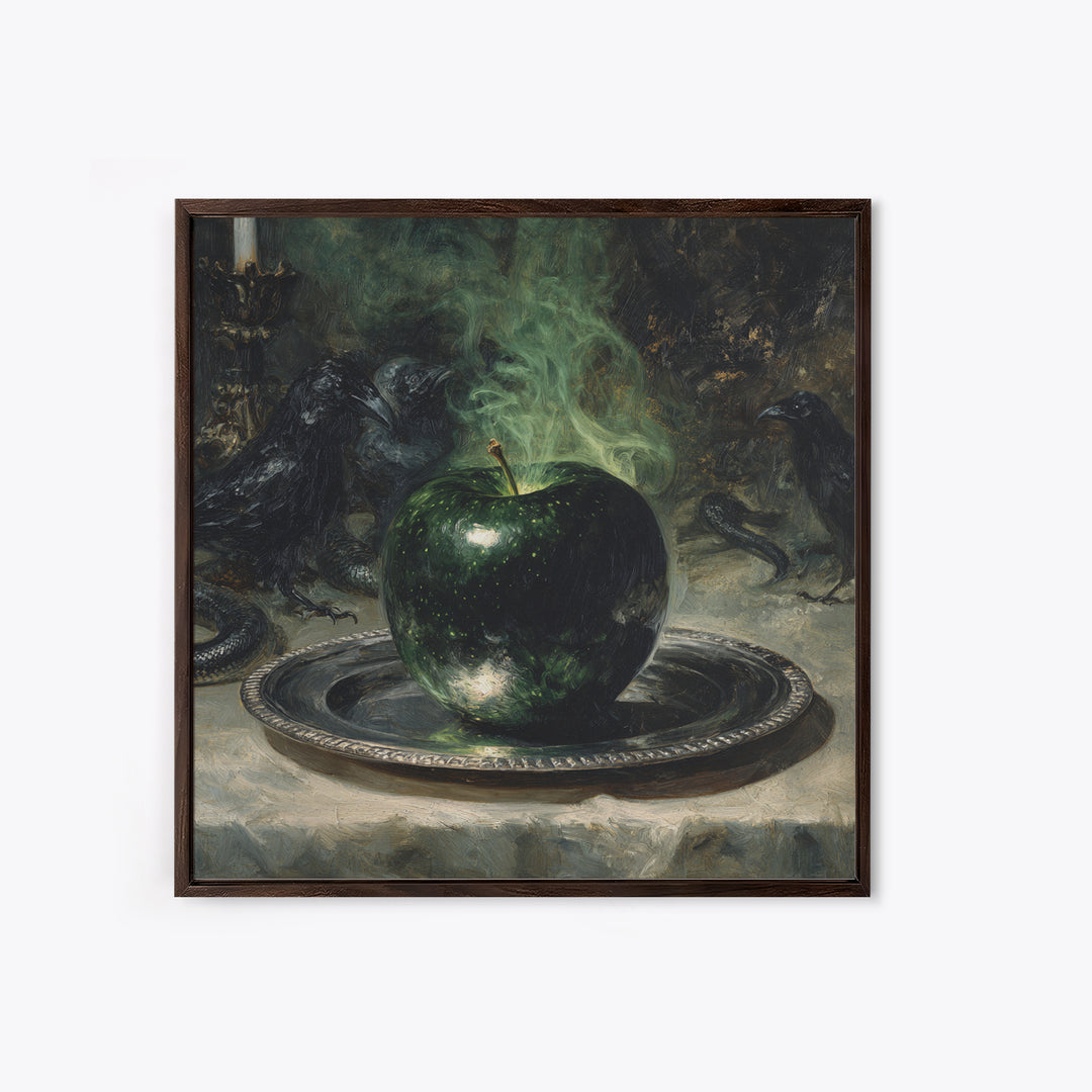 The Poisoned Apple, Dark Symbolist Art, Square Wall Art, Dark Fantasy Wall Art, Framed Canvas Print, Halloween Wall Art