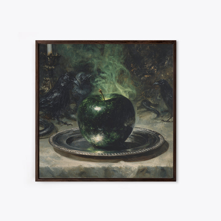 The Poisoned Apple, Dark Symbolist Art, Square Wall Art, Dark Fantasy Wall Art, Framed Canvas Print, Halloween Wall Art